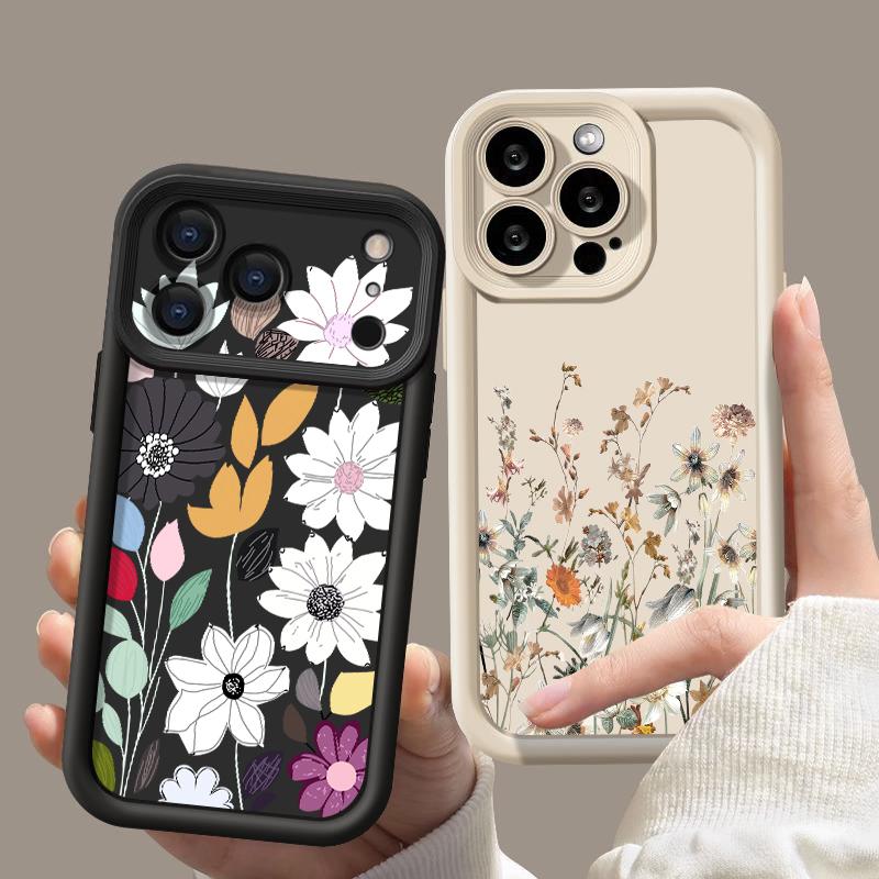 White Flower Pattern Case For iPhone 17 Pro Max Shockproof Soft Silicone Bumper Cover For iPhone 16 15 Pro Max 14 13 11 16E 17E