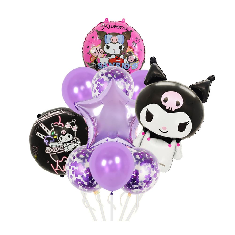 

Y F LU GOO Aluminum Happy Birthday Balloon Set Cute Character Anime Theme Balloon Decor Girl Boy Celebration Party Black