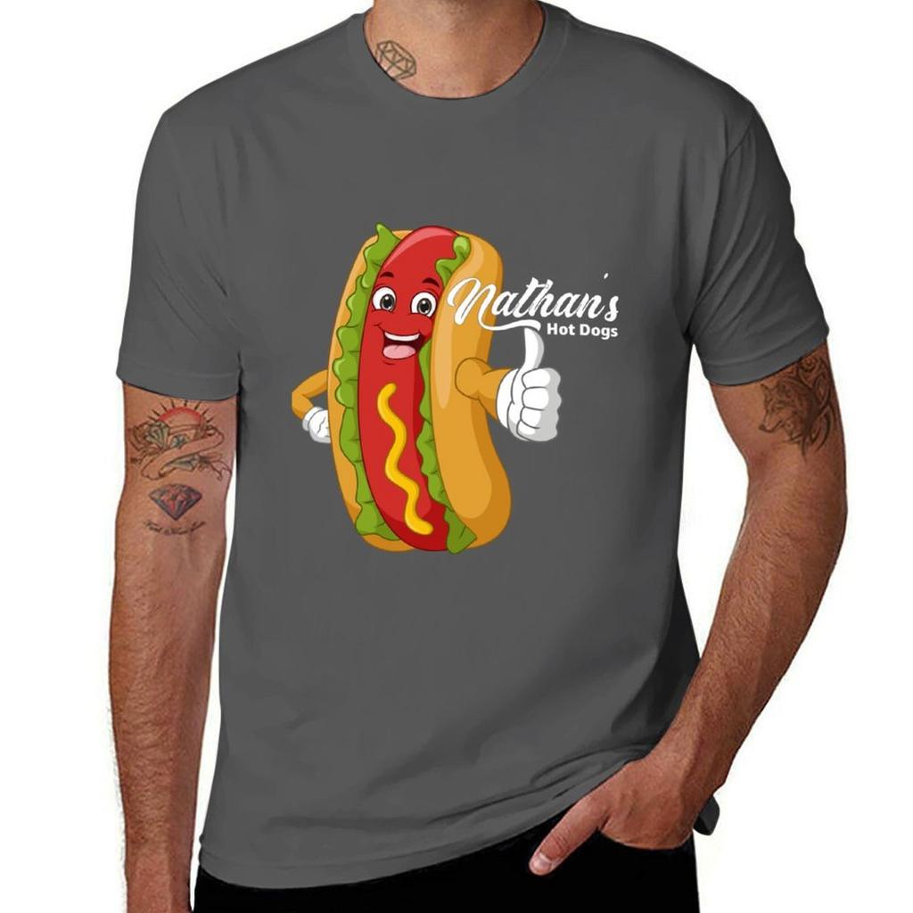 Nathans Famous Nathans Hot Dogs Hot Dog Contest Hot Dogs Tshirt Christmas Casual Short Sleeve Top