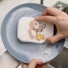 Cartoon Print, Non-Greasy Sponge: Stain-Removing Water-Absorbent Kitchen Cleaning Block from Compressed Wood Pulp Cotton.