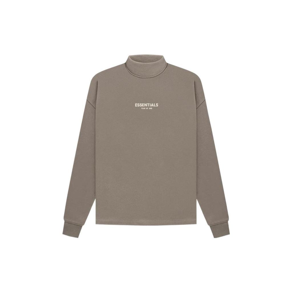 Fear of God Essentials SS22 Desert Taupe Logo Embossed High-Neck Fleece Pullover Men Sweatshirt FOG-SS22-093