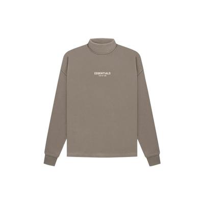Fear of God Essentials SS22 Pustynny Taupe Logo Wytłaczane Pulower Polarowy z Wysokim Dekoltem Męska Bluza FOG-SS22-093
