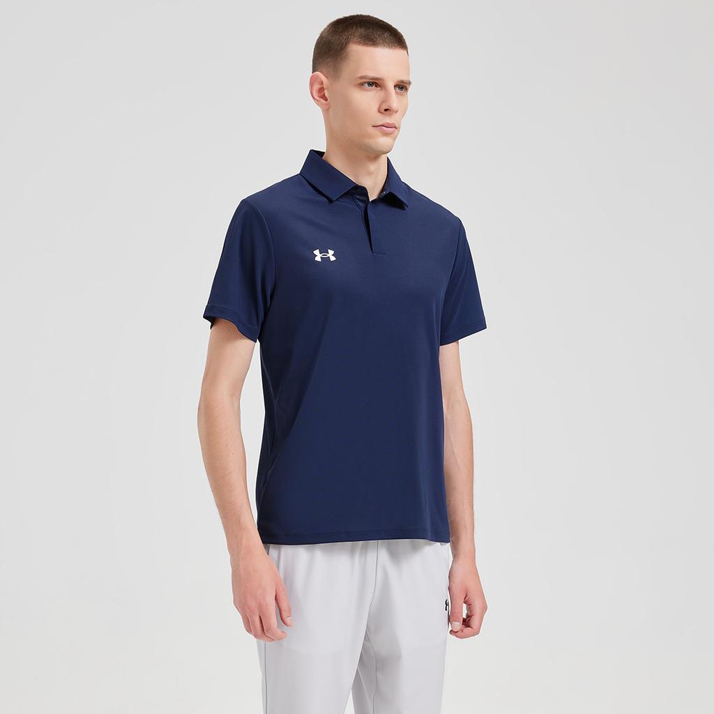 Under Armour Solid Color Simple Logo Breathable Quick-Dry Comfortable Short Sleeve Polo Shirt Unisex Polo Shirts Navy-Blue 25500504-409