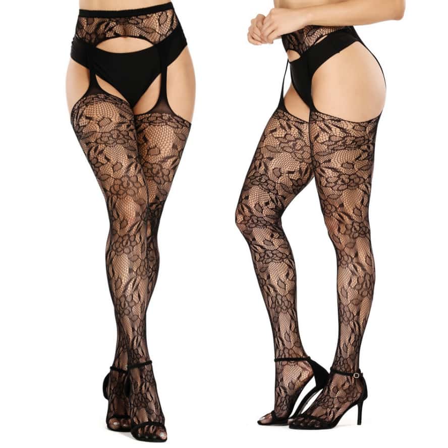 Freeauce 5Xxxl Plus Size Woman'S Stockings Fishnet Tights Sexy Large Mesh Hollow Out Pantyhose Garter Belt Night Club Party Wear