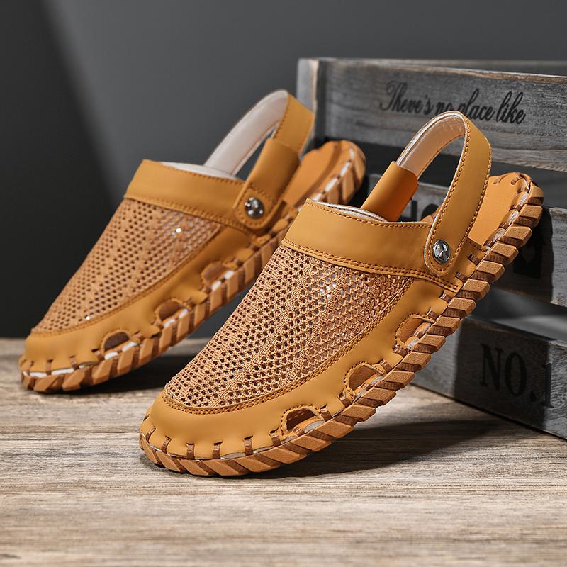 Mode Sommer Neu Mesh Hohl Atmungsaktiv Zwei Tragearten Weiche Sandalen Herren Freizeitschuhe 46 Große Größe Leichte Wasserschuhe