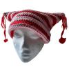Knit Stripe Pattern Cat Ear Hat Elastic Windproof Hat with Tassels Decor Ear Protector Hat Winter Cycling Skiing Hat