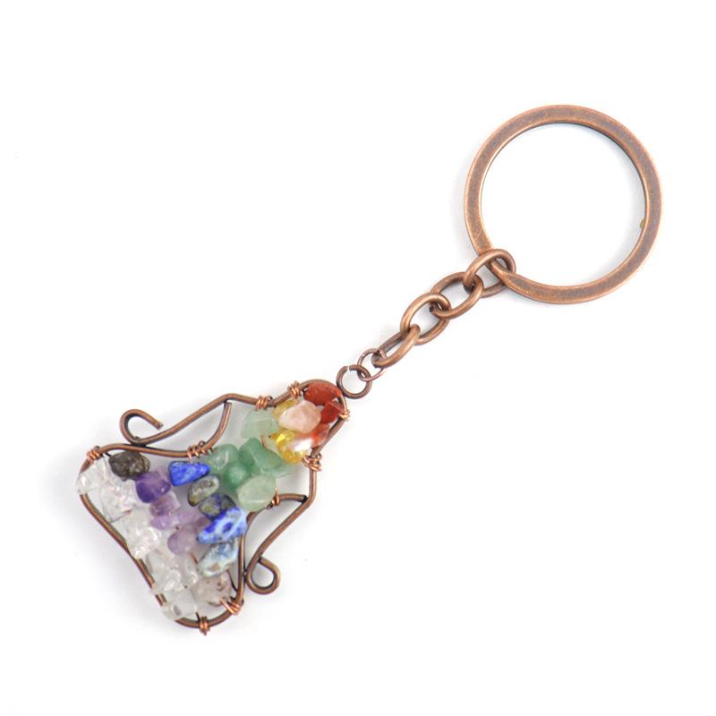 

Hand-Wound Natural Gravel Crystal Amethyst Yoga Man Keychain Key Chain Bag Pendant K14