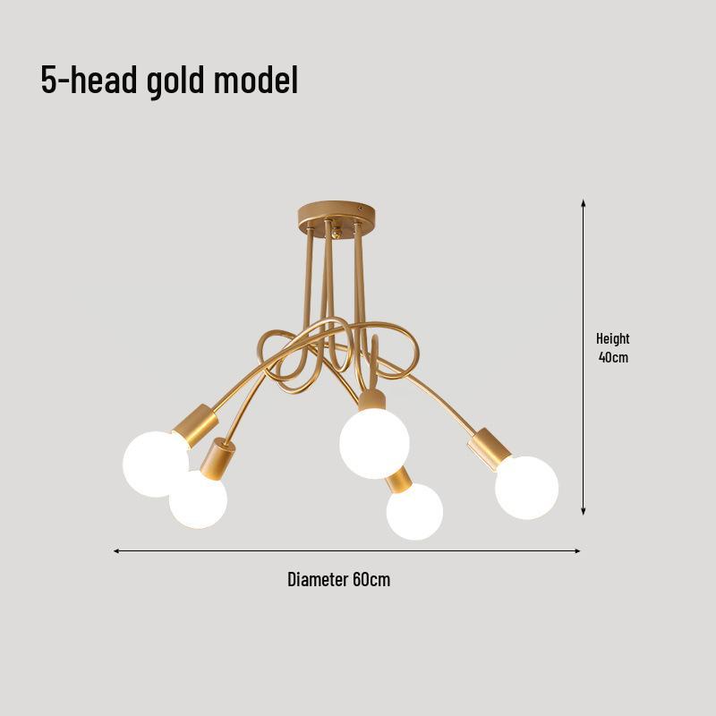 Modern Minimalist Industrial Ceiling Light - Creative Iron Pipe Design for Study, Bedroom, Living Room, or Children's Room
