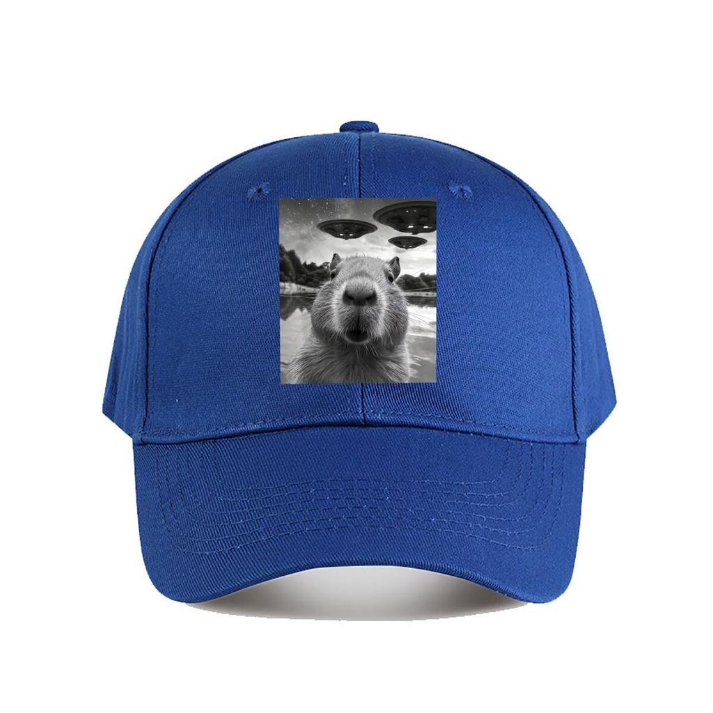 Capybara Close Up UFO Alien Invasion Lake Scene Baseball Cap Fashion Unisex Sunhat Womens Outdoor Sports