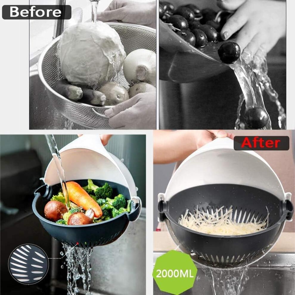 Innovative Drainage Feature, Portable Slicer For Quick Vegetable Washing, Mandoline Slicer With High-Quality Materials And Large Capacity,