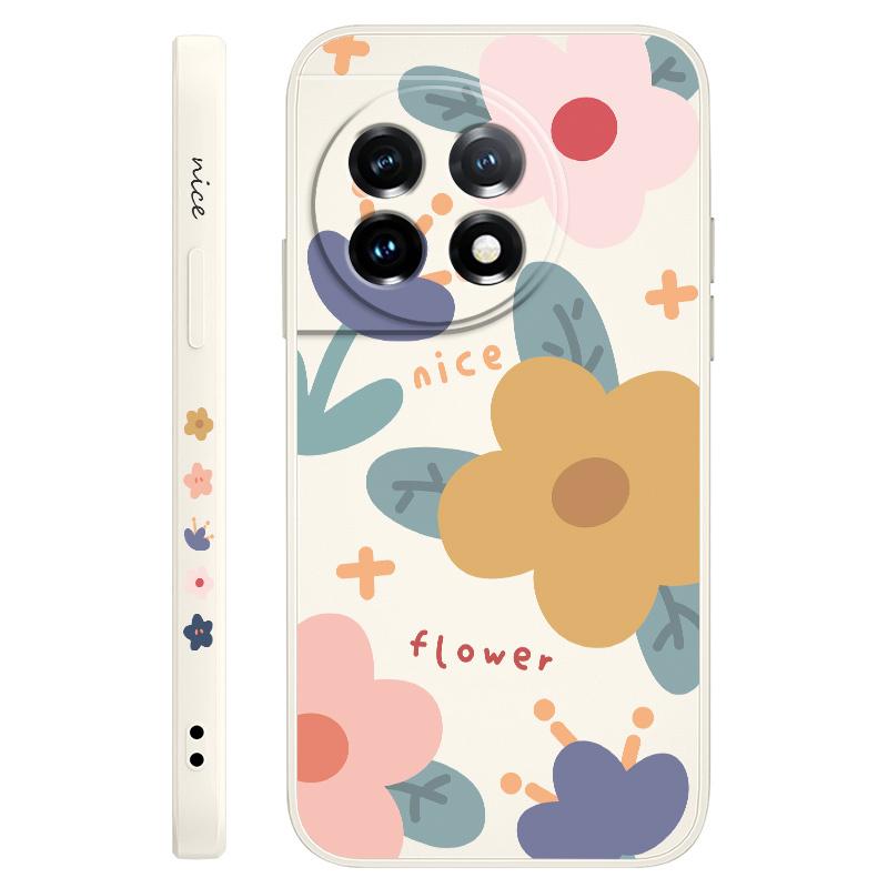 

Чехол для телефона с круглыми цветами для Oneplus 13 13R 12 12R 11 11R 10 10R 10T 9R 9RT 9 8T 8 7 7T Pro 5G Жидкий силиконовый чехол OnePlus 8T