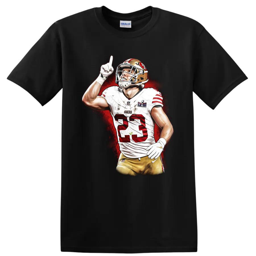 Christian McCaffrey San Francisco 49ers Football T Shirt Player Tribute Tee