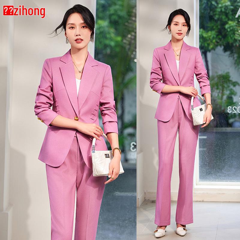 

Zihong 2024 Autumn Pink Chic High-End Fashion Suit for OL Commute XXL