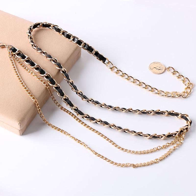 Französische Metall Dünne PU Geflochtene Taillenkette Gürtel – Dekorative Koreanische Stil Accessoire für Damen