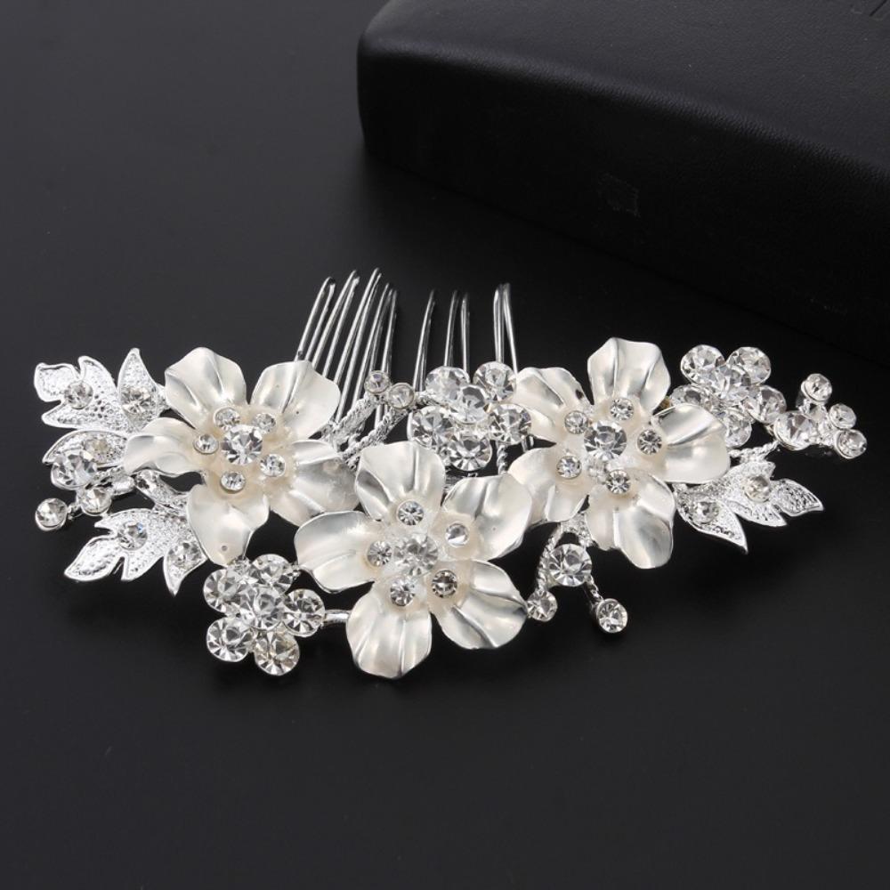 Sparkling Bridal Hair Comb Headdress Flower Hairclip Fashion Rhinestone Hairpin  Wedding