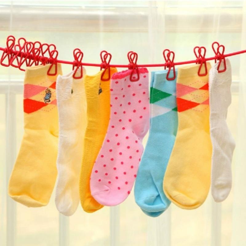 Corde à linge portable avec 12 pinces à linge, Corde à linge de voyage extensible rétractable élastique pour blanchisserie dans le jardin