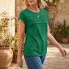 Women's Casual Top Monochrome Pleated Top Round Neck Short Sleeved Shirt