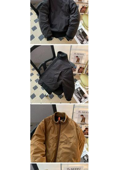 American Style Men's Trendy Loose-Fit Cotton Bomber Jacket - Winter Warmth with Stand Collar