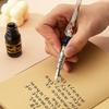 Retro Glass Dip Ink Pen Set Vintage Quill Pen Calligraphy   Writing Signature Ink Dipped Pen with 2 Nibs & Pen Holder in Gift Box for Handwritin