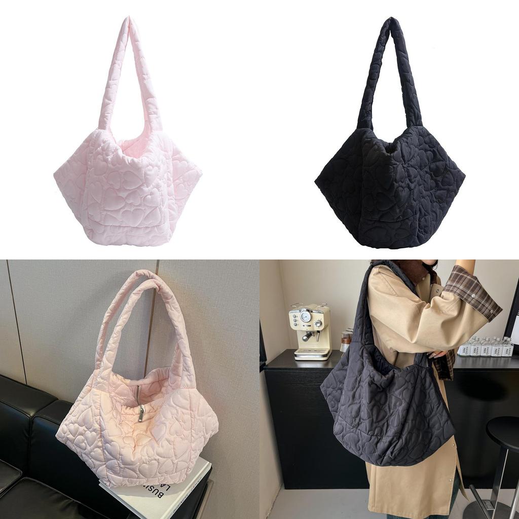 Solid Color Heart Shaped Design Large Capacity Shoulder Bag For Daily Commutes And Casual Outings