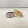 Bo Family 925 Sterling Silver Rotating Diamond-Inlaid Signature Ring Set - Double Row Full Diamond Couple Rings for Luck.