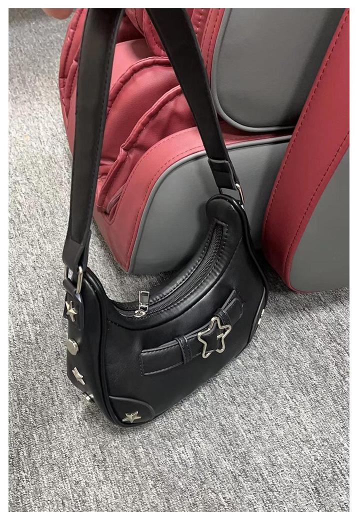 2025 Niche Women's Baguette Bag - PU Leather, Large Capacity, Star Buckle, Hot Girl Underarm Style, High-End Feel, Single Shoulder