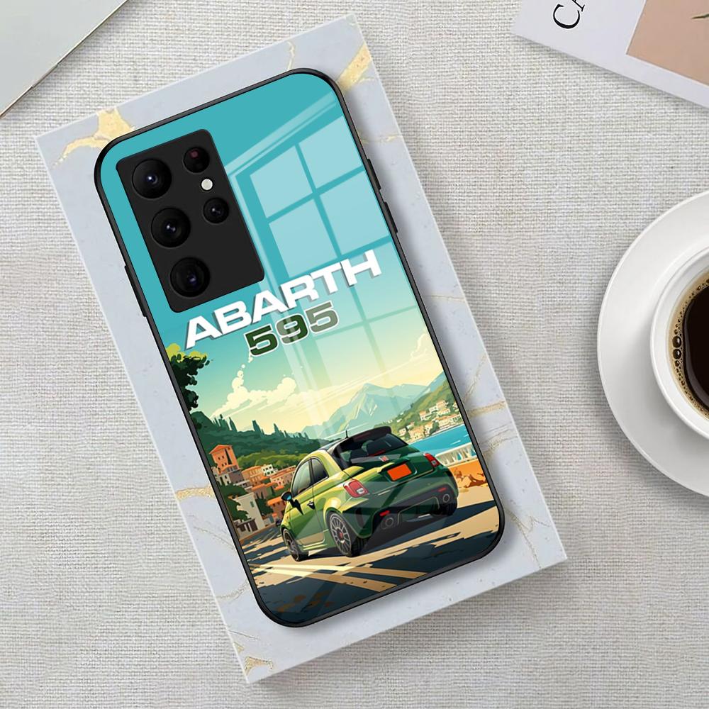 A-abarth Car Phone Case For Samsung S25 Edge Ultra 23 22 21 20 Ultra Plus S24 Fe A54 53 25 Glass Cover