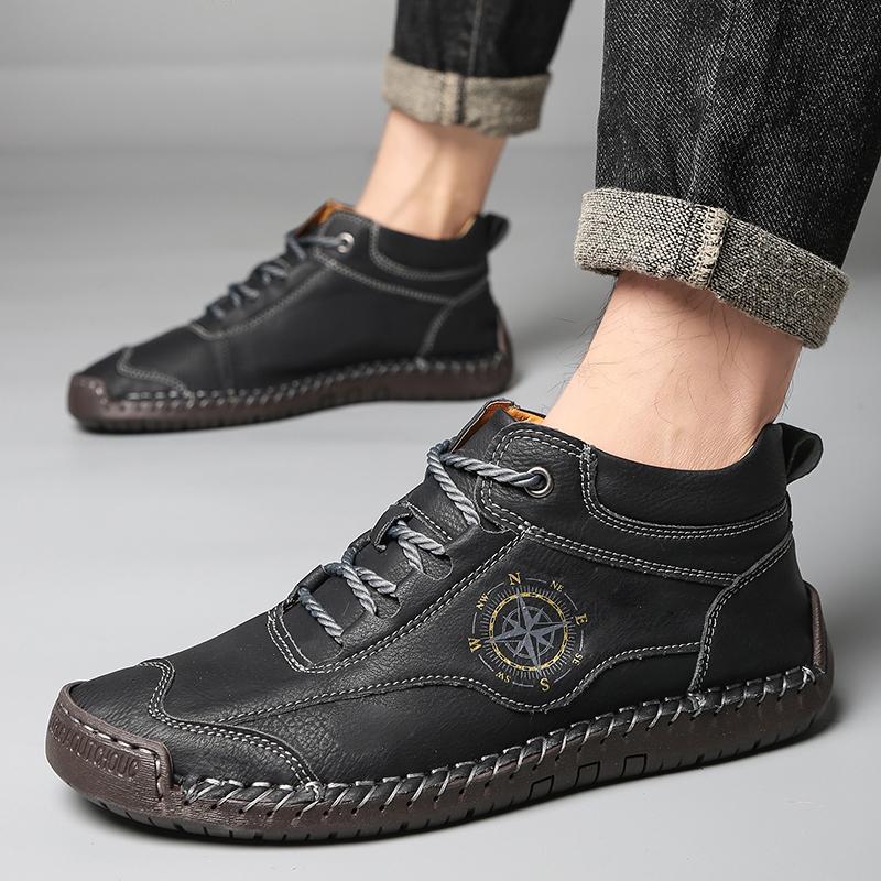 High Top Men Leather Casual Shoes Fashion Sneakers Zapatillas Hombre Spring Autumn Mens Outdoor Shoes Boots Big Size 48 9959
