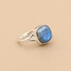Blue Labradorite Cushion Ring, 925 Sterling Silver Gemstone Ring, Boho Statement Flash Stone Ring, Minimalist Handmade Jewelry