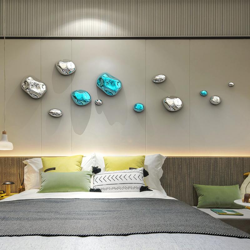 Background Wall Hanging Silver Stone Abstract Three-dimensional Handicraft Pendant Living Room Wall Decoration Accessories