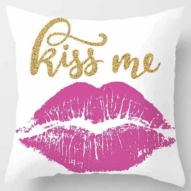 Yellow and Pink Pattern Square Pillowcase Home Decoration Cushion Cover