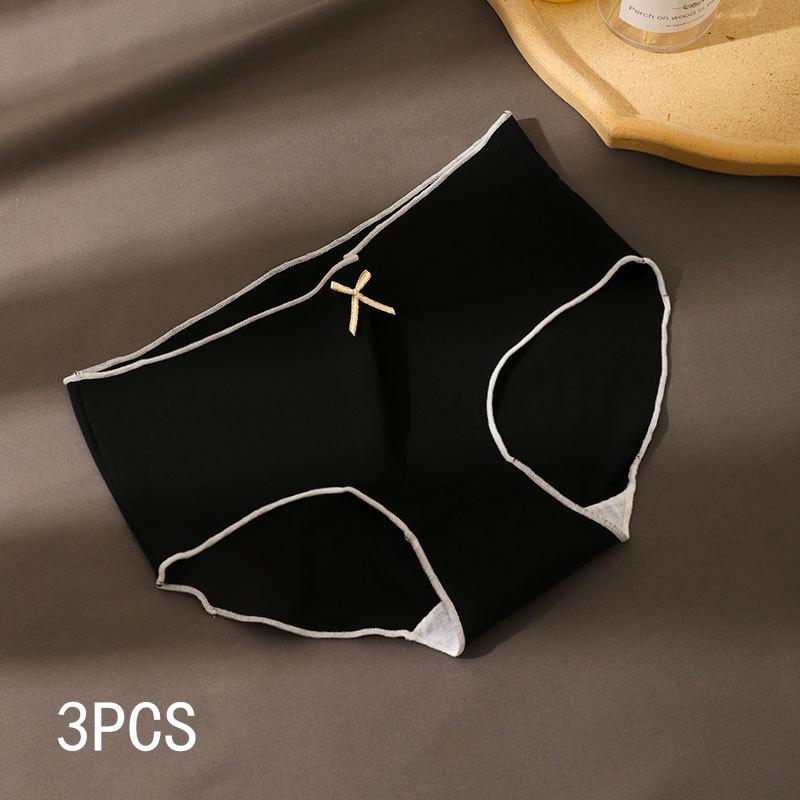 3pcs Women's Ice Silk Seamless Triangle Underwear with Low Waist Briefs