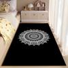 Teppich, Mandala Blume Schwarz Weiß Henna Lotus Muster Druck, Wohnzimmer Dekoration, Rutschfeste Matte