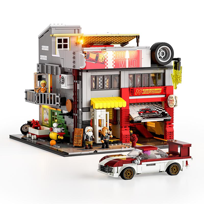 

Car Modification Factory Building Blocks American Street Racing Series Architectural Models Street View Collection Holiday Gifts no box