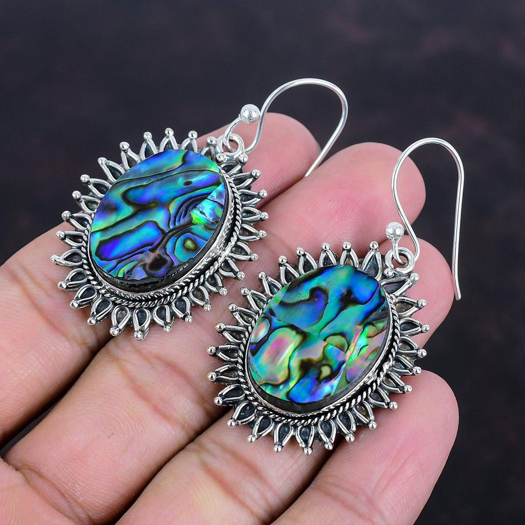 Abalone Shell Earring Natural Gemstone Earrings Antique Jewelry 925 Sterling Silver Earring Handmade Earrings Designer Jewelry Gifts For Her