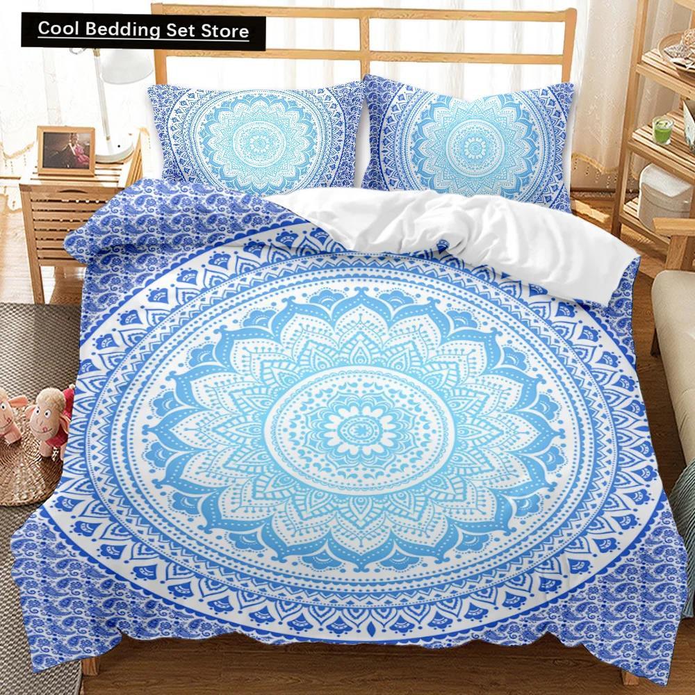 Comforter Bohemian Mandala Queen Size Tie Dye Spiral Hippie Boho Bedding Set Exotic Floral Polyester Qulit