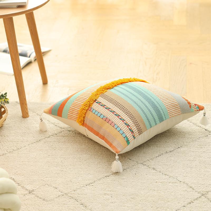 Cotton and Linen Pillow B&B Living Room Sofa Nap Cushion Bay Window Bedside Car Decorative Waist Pillow Case
