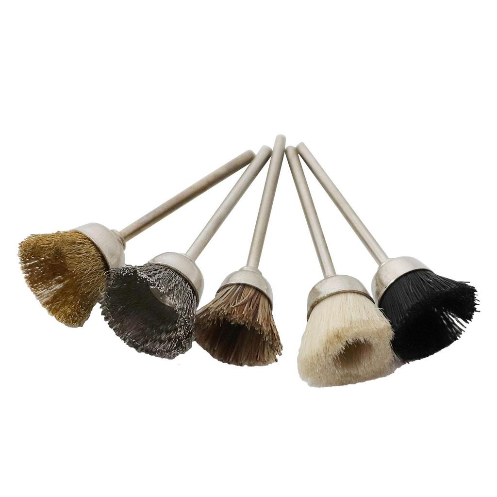 Draht-Radbürsten-Set, einschließlich Drahtbürsten-Set aus Messing und Stahl  (2,35/3 mm) Schaft für Zubehör, rotierende Werkzeuge, Polier- und Reinigungswerkzeuge
