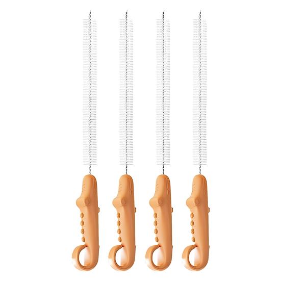 Set da 4 Pezzi Pennello per Pulizia con Manico a Coccodrillo, Pulitore per Cannucce per Alimenti con Asta in Acciaio Inossidabile, Strumento per la Pulizia di Spazi Stretti in Cannucce per Biberon e Tazze d'Acqua