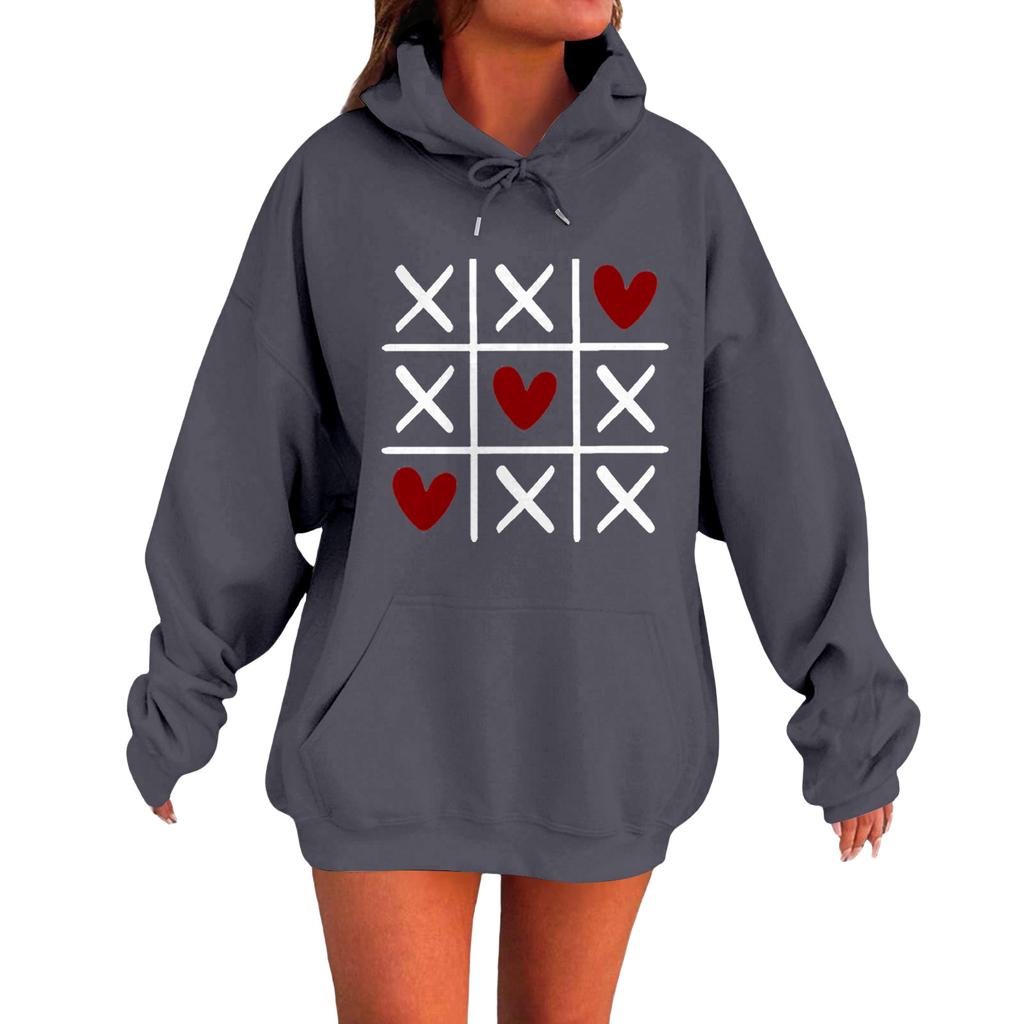 Damen Locker Bequem Lässig Modisch Liebe Aufdruck Langarm Sweatshirt