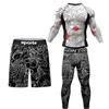New Compression MMA Rashguard T-shirt Men's Running Suit Muay Thai Shorts Rash Guard Sports Gym Bjj Gi Boxing Jerseys 4pcs/Sets
