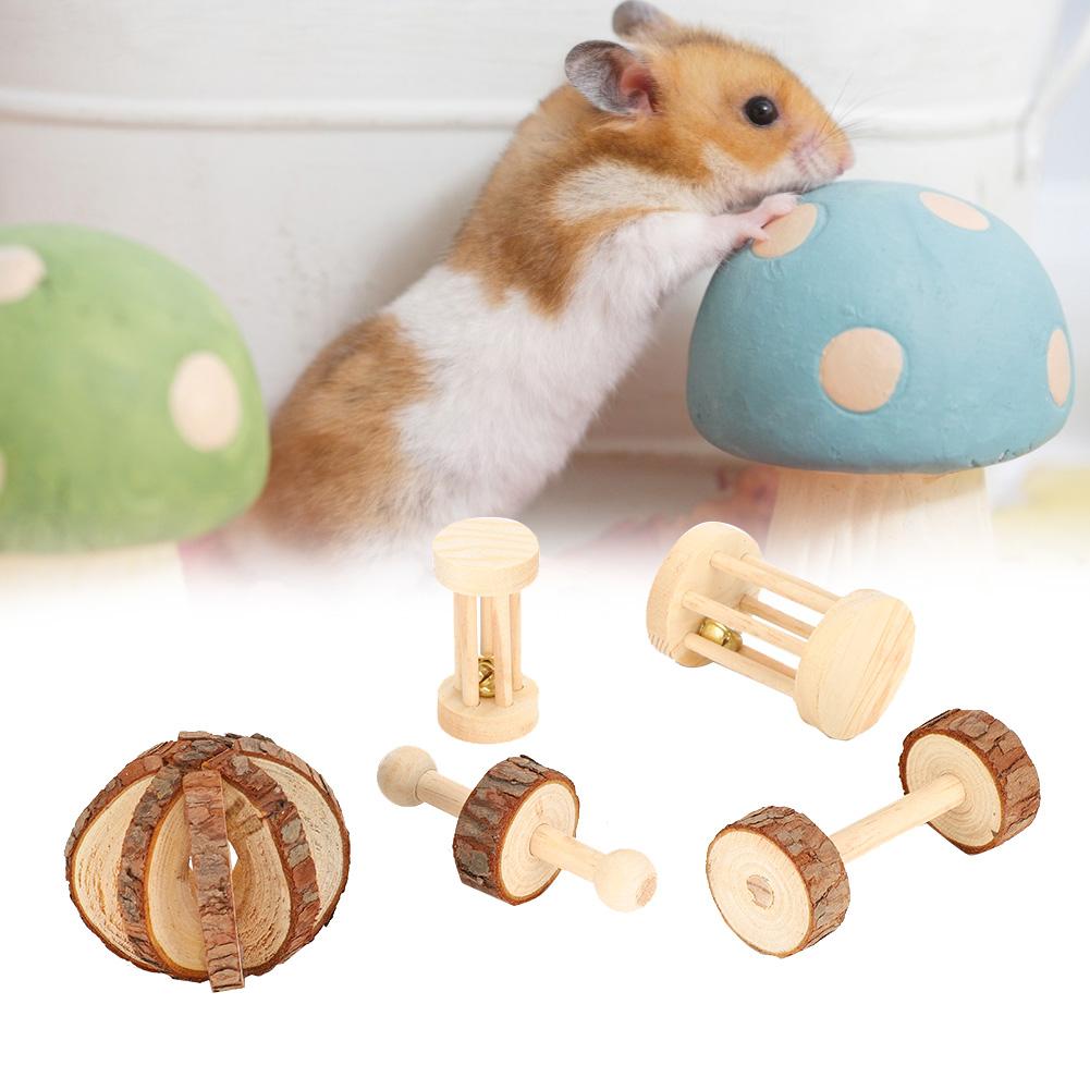 5Pcs Set Small Pet Hamster Wooden Safety Playing Toy Molar Teeth for Rabbit Guinea Pig
