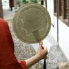Zhuyitang Handmade Long Handle Cattail Fan - Traditional Style, Mosquito Repellent, Hand-Woven Grass Fan for Summer.