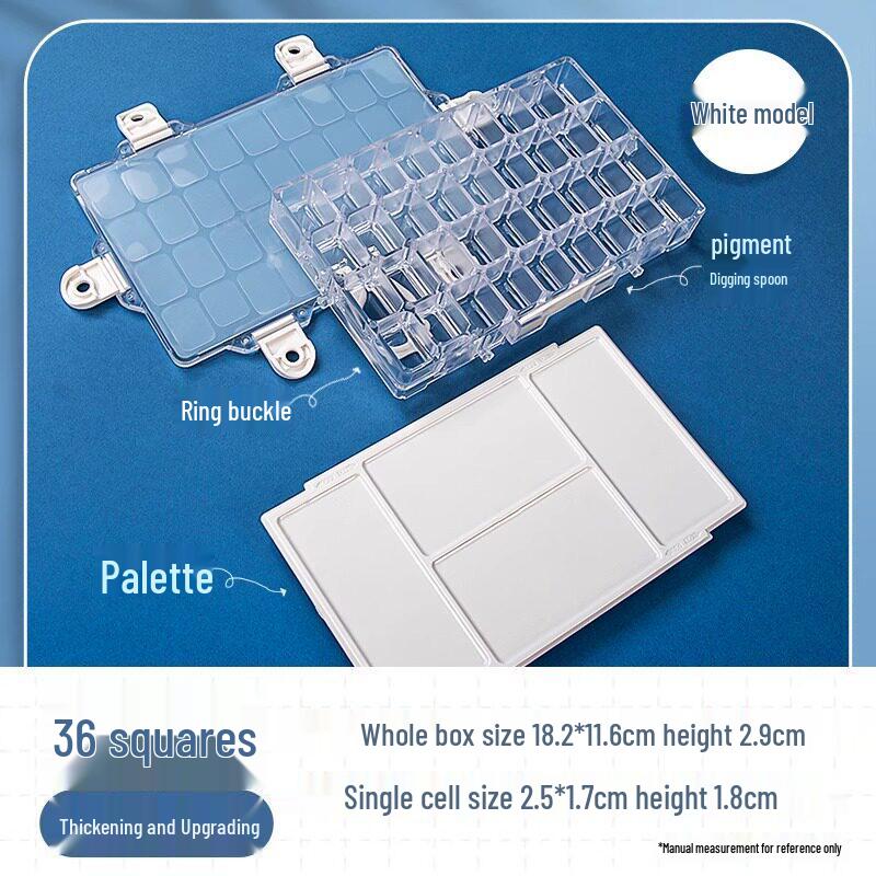 24-Color Watercolor Palette with 36 Leak-Proof Grids and Moisture-Sealing Compartment, ABS