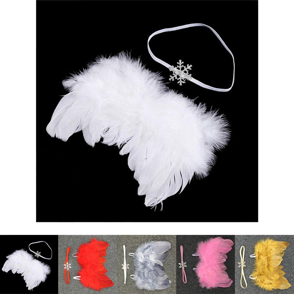 Baby Neugeborenes Engelsflügel und Schneeband Stirnband Requisite Anzug Säuglingskleidung Anzug