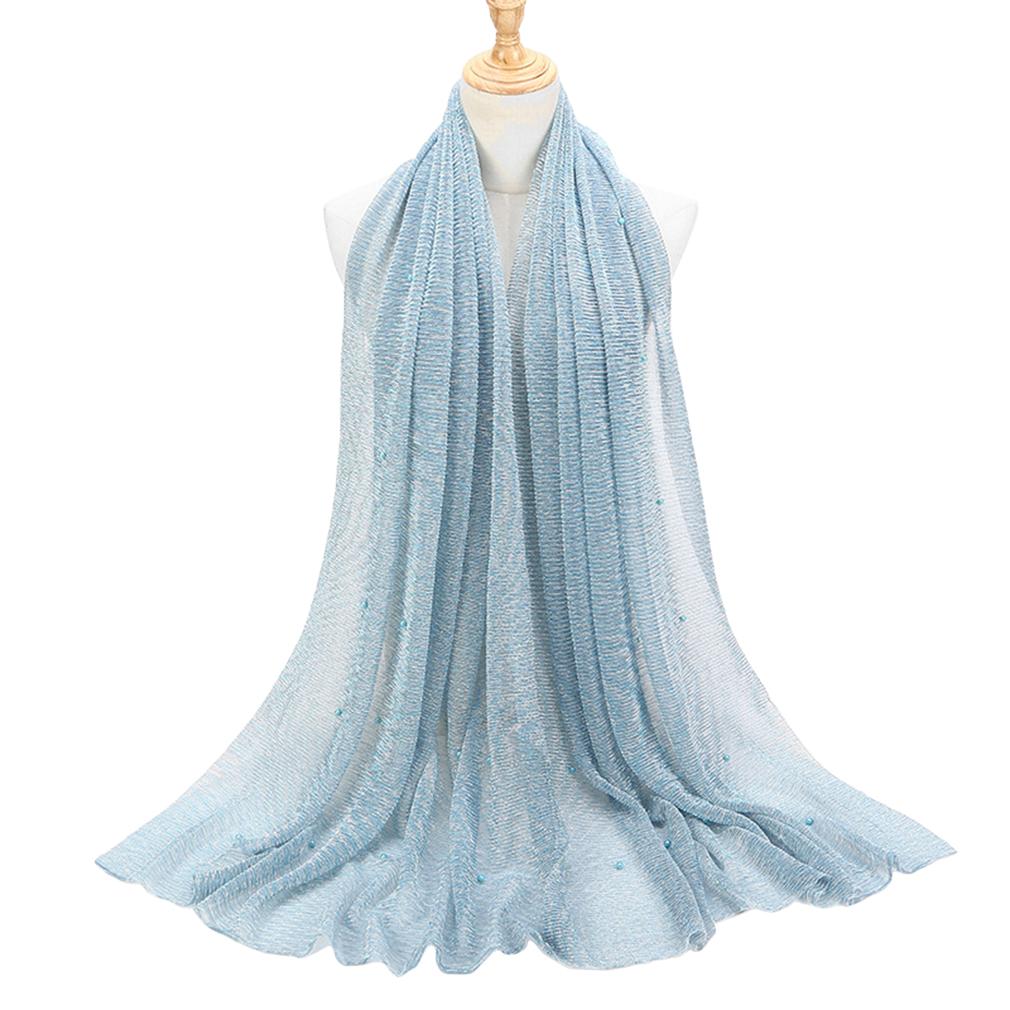 

Women s Elegant Pleated Shawl Scarf, Lightweight Breathable Scarf with Beads, Versatile Sunscreen Shawl for Daily/Party 75*180cm