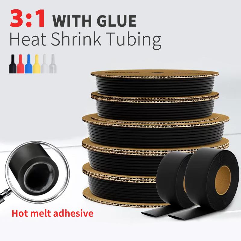 

10/50/100M 200Meters Polyolefin Heat Shrink Tube 3:1 Ratio Adhesive Lined Shrink Ratio Insulated Cable Sleeve 2.4mm&10m прозорий