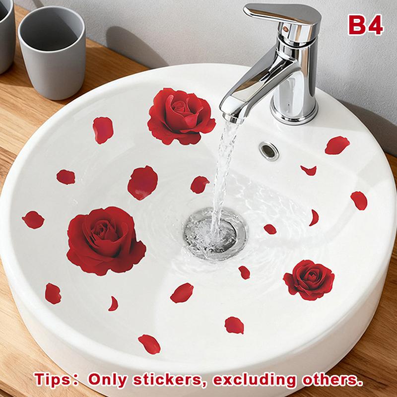 Lucky Koi And Floral Washbasin Sticker Self-Adhesive Waterproof Removable Bathroom Sticker, Wall Bathroom Sink Decal Home Decor