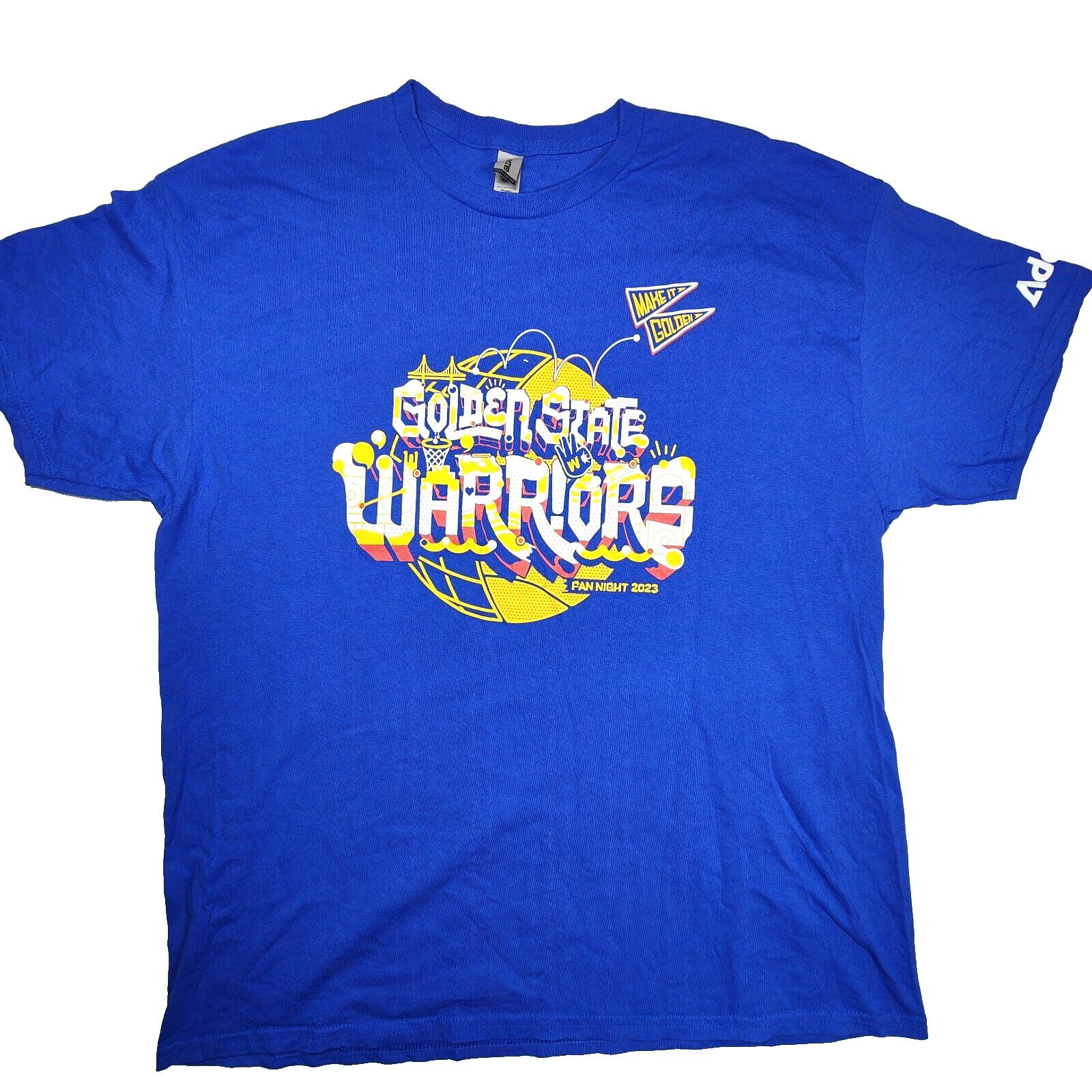 NBA Golden State Warriors Men’s XL T-Shirt Gildan Blue Fan Night Basketball L