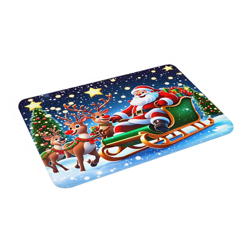 Funny Santa Claus And Elk Doormat Anti-Slip Entrance Kitchen Bath Door Floor Mats  Bedroom Balcony Carpet Rug